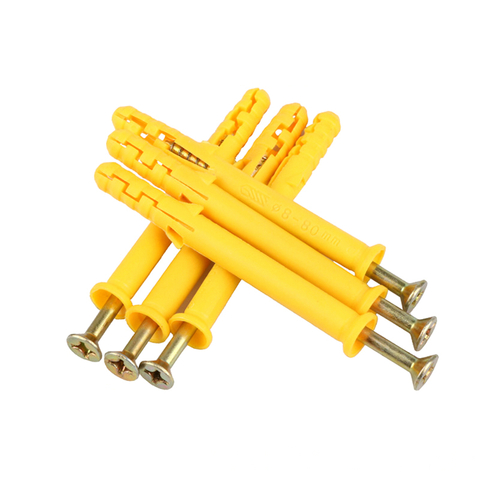 Plastic yellow Screw Hole Plugs Fixing Anchor Plastic Expand Tube for Screw Preservation Nail