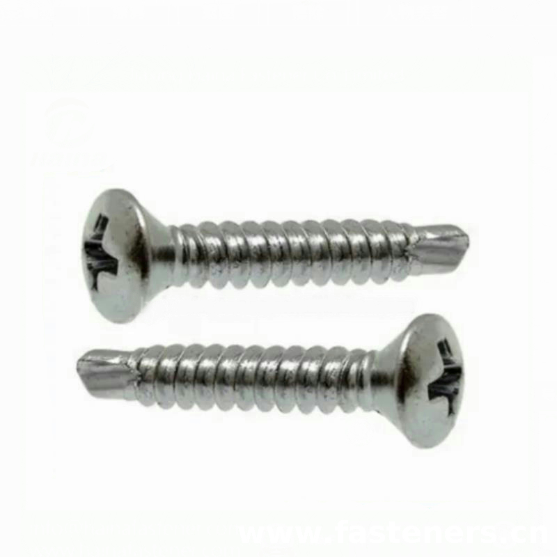 DIN EN ISO 15483 Cross Recessed Raised Contersunk Head Drilling Screws With Tapping Screw Thread