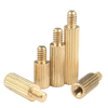 M2 Brass Knurled Single Through Stud,PCB Cylinder Hex Standoffs Electronic Components