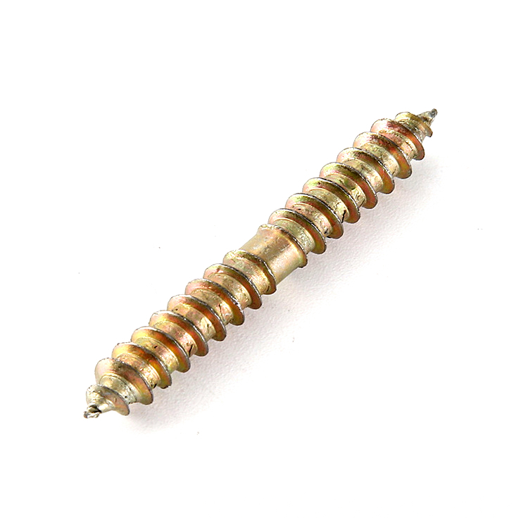 Zinc Plated Steel Woodworking Furniture Connecting Double End Screw,double End Wood Screw