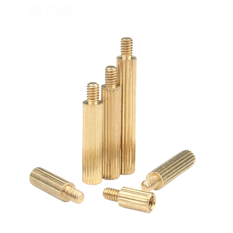 M2 Brass Knurled Single Through Stud,PCB Cylinder Hex Standoffs Electronic Components