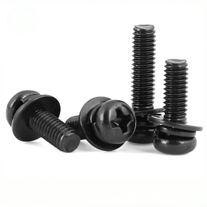 Black Pan Head Machine Screw with Flat Washer And Spring Washer