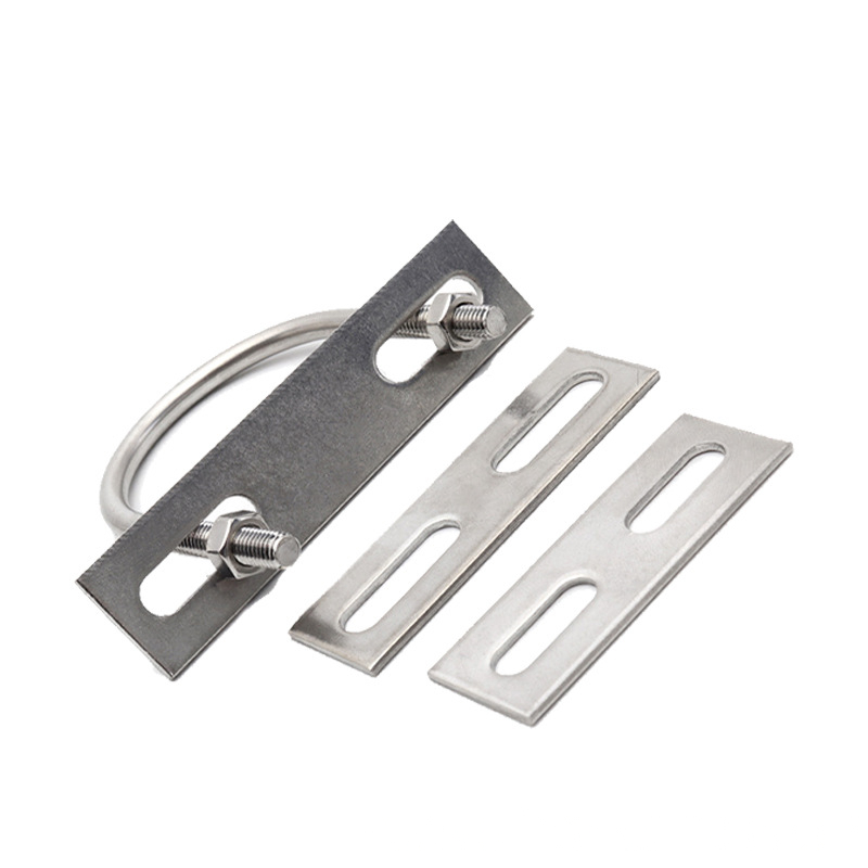 Two Holes washer U-shaped Clip Baffle Plate Square Clip Pipe band clamp CNC Stamping Machining Parts for U-shaped Bolt